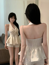 BXOXO Sexy Halter Satin Tanks Women Slim Backless Fashion Hotsweet Camis Tanks Chic Design Elegant Female Summer Casual Tanks Top